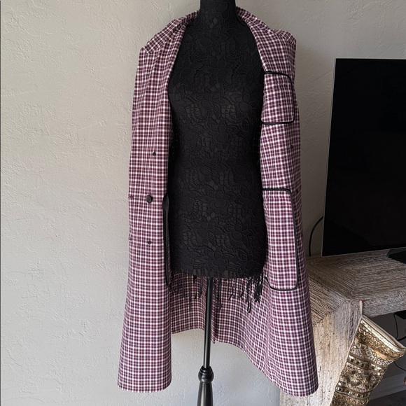 NWT Burberry authentic Women's cotton Double-Breasted Check Blazer. Size 10 - Picture 6 of 11